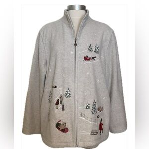 Northern Reflections Beige Fleece Full Zip Light Jacket Embroidered Ladies XL